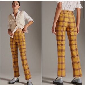 ANTHROPOLOGIE 
The Essential Slim Kick Flare Plaid Pants Size 10 Tall